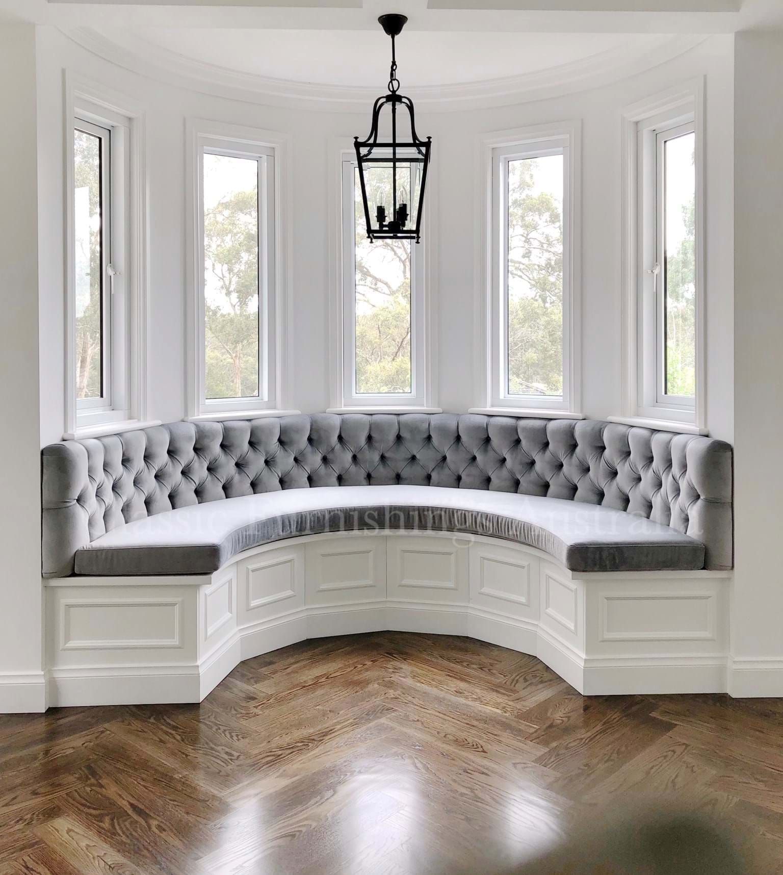 banquette seating, sofa, couch, contemporary, chesterfield, tufted, diamond buttoning, custom made, upholstery, chair, lounge chair, australia, melbourne, sydney, perth, adelaide, brisbane