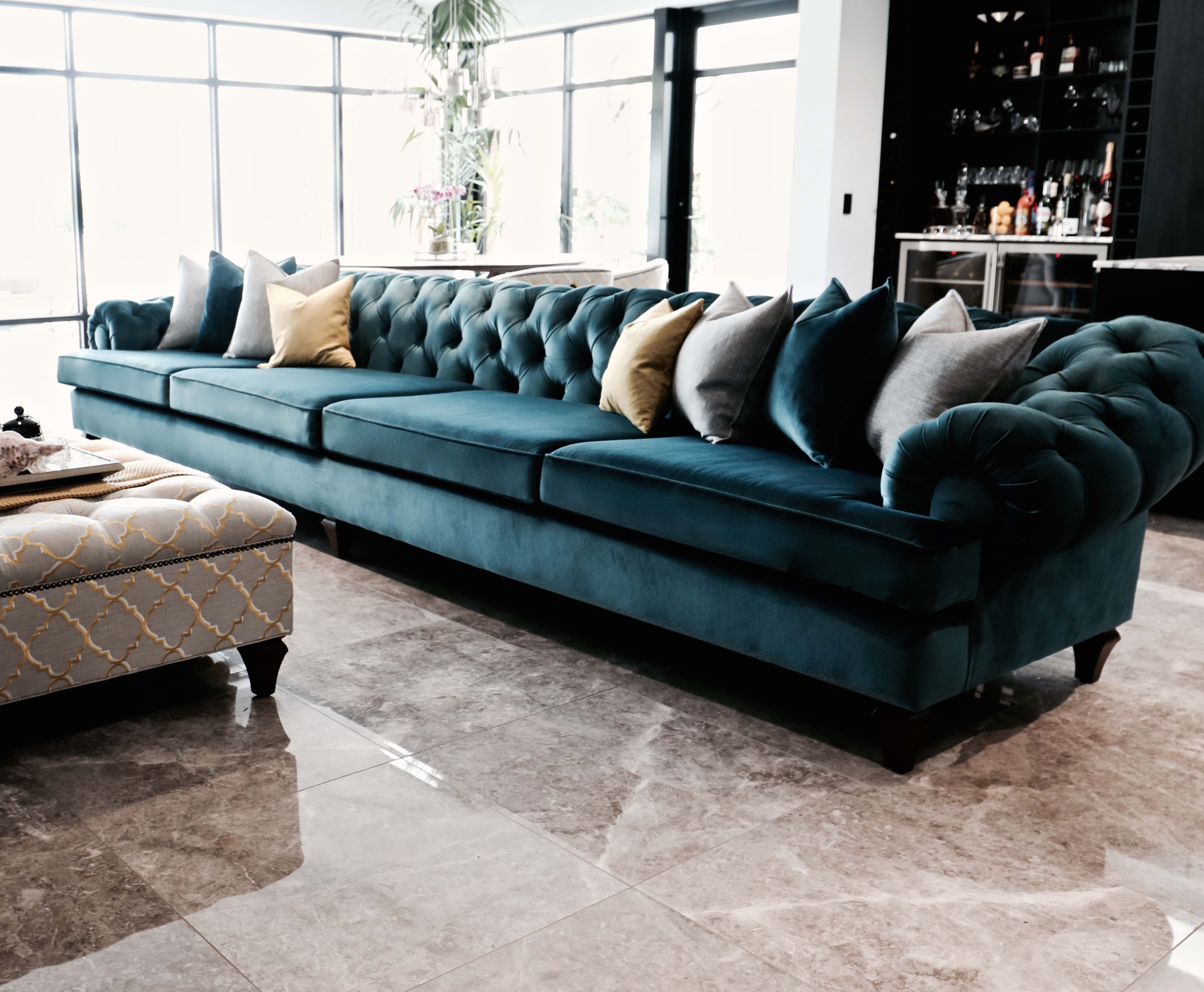 sofa, couch, contemporary chesterfield, tufted, diamond buttoning, custom made, upholstery, chair, lounge chair, velvet, linen, leather, australia, melbourne, sydney, perth, adelaide, brisbane