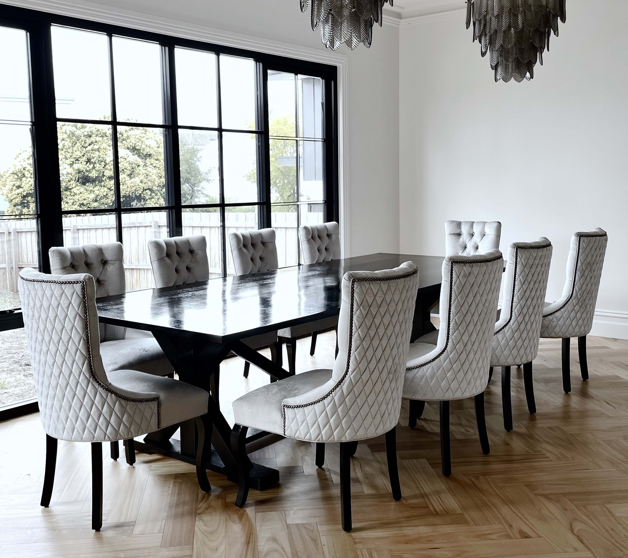 dining chair, arm chair, lounge chair, chesterfield, tufted, diamond buttoning, custom made, upholstery, chair, australia, melbourne, sydney, perth, adelaide, brisbane