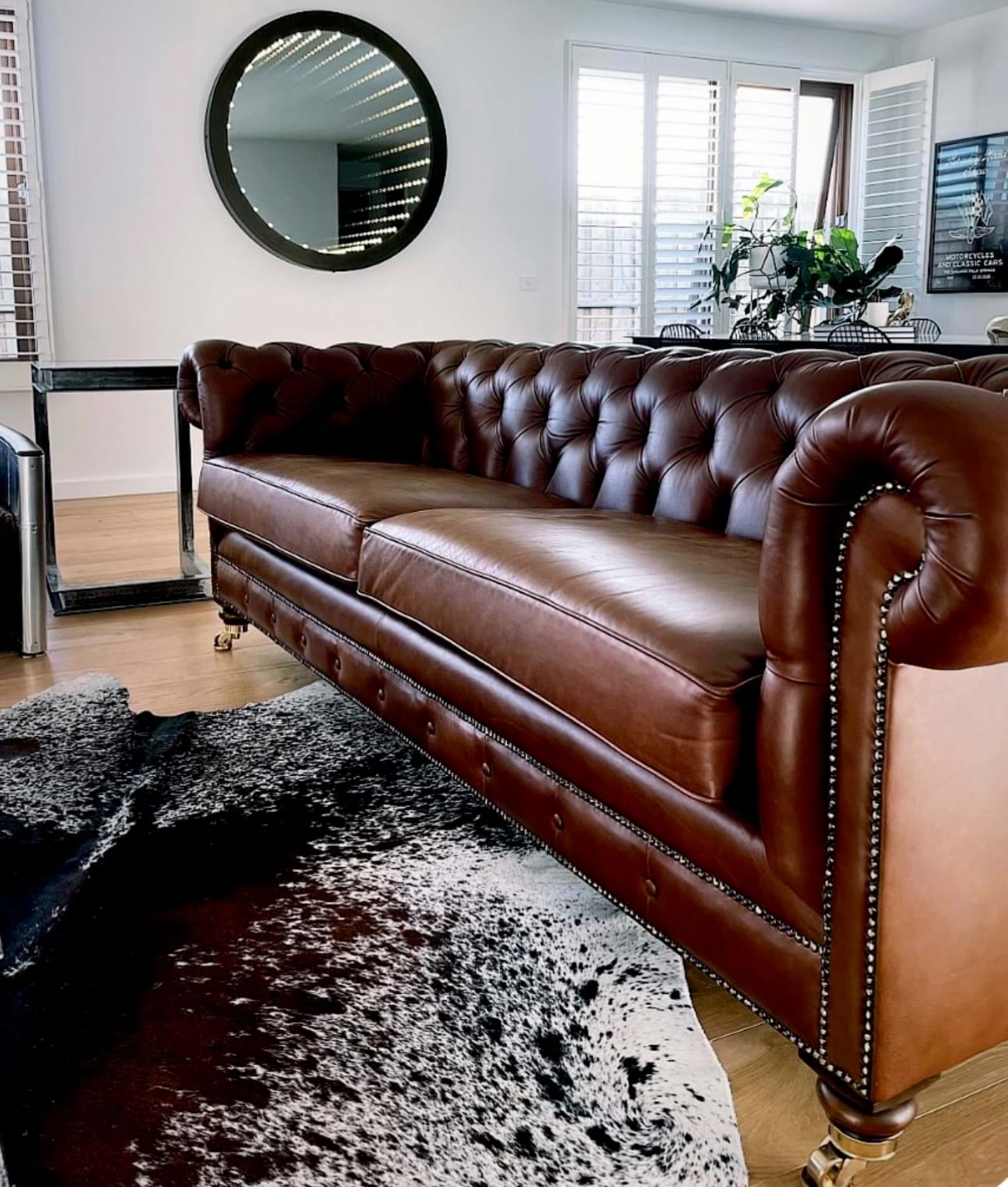 leather Chesterfield couch, sofa, couch, dining chair, arm chair, lounge chair, chesterfield, tufted, diamond buttoning, custom made, upholstery, chair, australia, melbourne, sydney, perth, adelaide, Brisbane