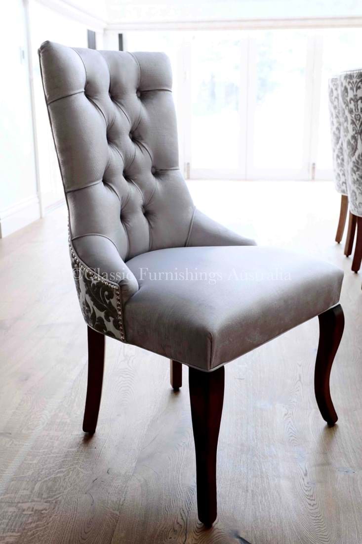 dining chair, arm chair, lounge chair, chesterfield, tufted, diamond buttoning, custom made, upholstery, chair, australia, melbourne, sydney, perth, adelaide, brisbane